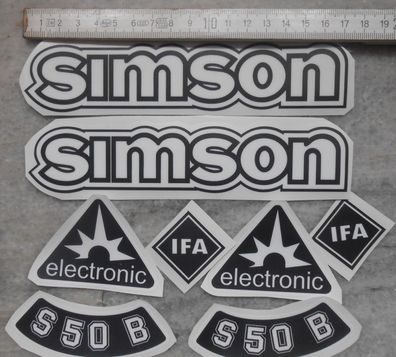 Aufkleber Simson S50B, Schwarz-Weiß HG, IFA, electronicTank, Seitendeckel