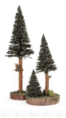 Bäume Nadelbäume mit Vogelhaus grün H=ca 27 cm NEU Erzgebirge Holzbaum