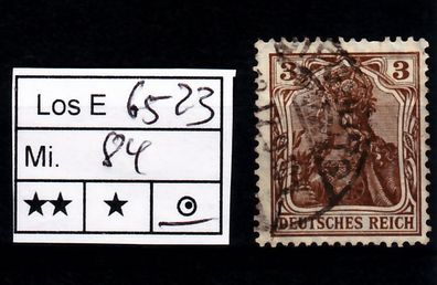 Los B6523: Deutsches Reich Mi. 84 I, gest.