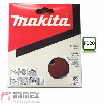 Makita Schleifscheiben 10x 125mm P120 P-43577