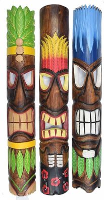 3 Tiki Masken 100cm 3er Set Tiki Maske Holzmaske Wandmasken bunt Tribal Karibik