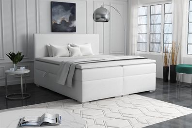 Boxspringbett Schlafzimmerbett SOREL 140x200cm Kunstleder Soft Weiss