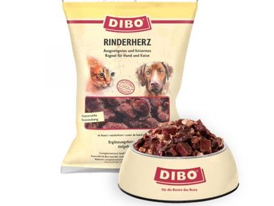 Dibo Rinderherz Frostfutter für Hunde und Katzen 500 g (Inhalt Paket: 28 Stück)