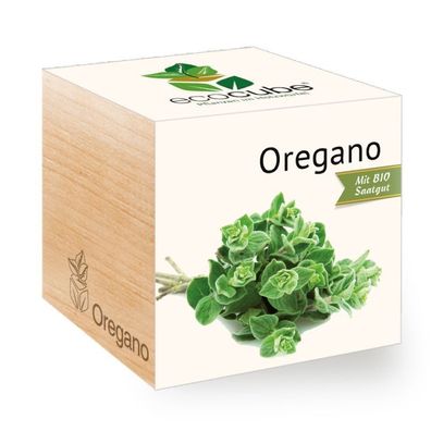 Ecocube Pflanze im Holzwürfel "Oregano" - Die perfekte Geschenkidee
