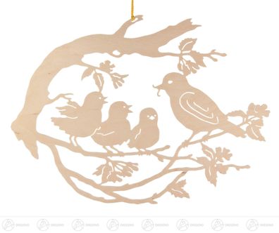 Fensterschmuck Fensterbild Vogelfamilie auf Baum B= x H=ca 34 cmx28 cm NEU