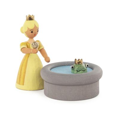 Miniaturfigur Froschkönigin mit Brunnen bunt BxHxT 7x5,5x4,5cm NEU Miniaturfig