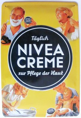 Nivea - Täglich Nivea Creme zur Pflege der Haut - Retro Blechschild 30 x 20 cm