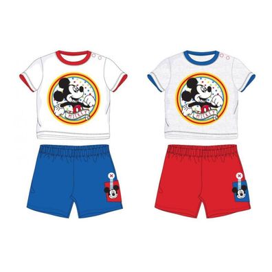 Mickey Mouse Baby-Bekleidungs-Set für Jungen | Graues Shirt & Hose in Rot/ Blau