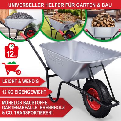 Schubkarre Gartenschubkarre Gartenkarre Vollverzinkte 100 Liter Wanne