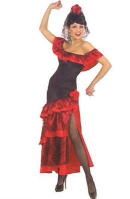 Spanierin Kleid Senorita rot schwarz - Größe: L