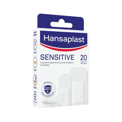 Hansaplast Sensitive Strips, Pflaster - 20 Stück | Packung (20 Stück)