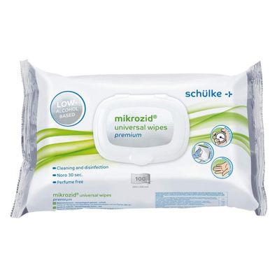 Schülke mikrozid® universal wipes Desinfektionstücher premium | Packung (100 Tücher)