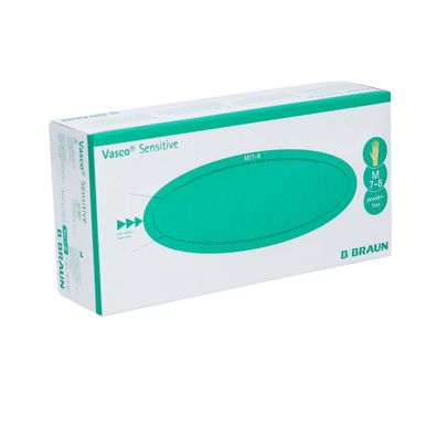 B. Braun Vasco® Sensitive Latex- Untersuchungshandschuhe - M / Weiß , 100 Stück | Pac