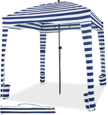 Sonnenschutz mit Abnehmbarer Seitenwand und 8 Sandsäcken, tragbares Strandzelt