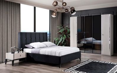 Moderne Schlafzimmer Garnitur Designer Doppelbett Kleiderschrank 4tlg