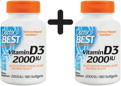 2 x Vitamin D3, 2000 IU - 180 softgels