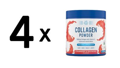 4 x Collagen Powder, Strawberry & Raspberry - 165g
