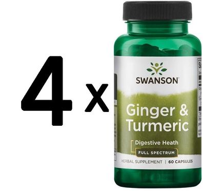 4 x Full Spectrum Ginger & Turmeric - 60 caps