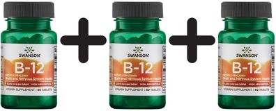 3 x Methylcobalamin High Absorption Vitamin B-12, 5mg - 60 tabs