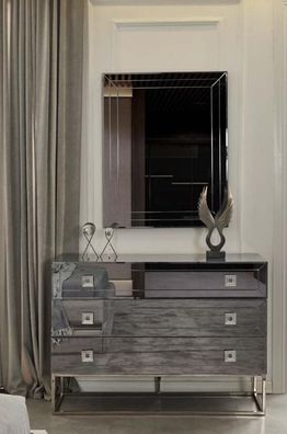 Stilvolle Graue Kommode Schlafzimmer 3-türiger Lagerschrank Edle Möbel