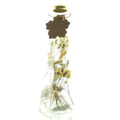 Kerzenhalter Glaskegel Transparent mit Kerzenhalter & Trockenblumen Gelb