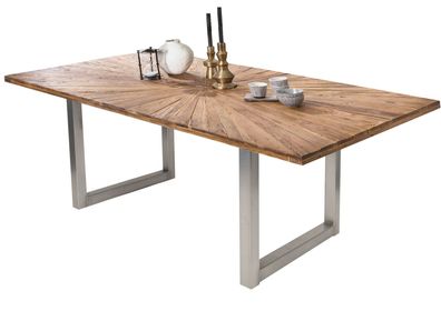 TABLES&Co Tisch 160x90 Recyceltes Teak Natur Metall Braun