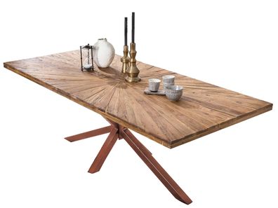 TABLES&CO Tisch 160x90 Teak Natur Metall Antikbraun
