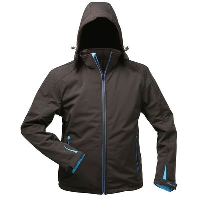 URANOS Softshell-Jacke mit Kapuze, Thinsulate-Wattierung, Schwarz/ Blau, Gr. XXL