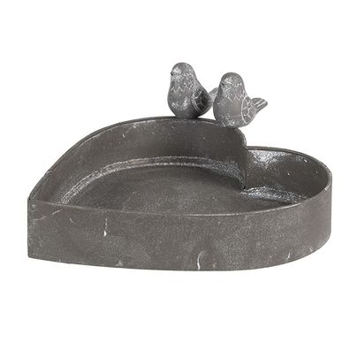 Clayre & Eef Blumentopf Herz 19x17x7 cm Grau Metall (Gr. 19x17x7 cm)
