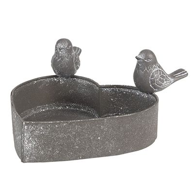 Clayre & Eef Blumentopf Herz 14x12x7 cm Grau Metall (Gr. 14x12x7 cm)