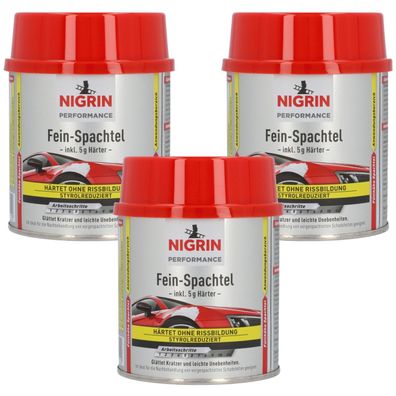 3x Nigrin 2K FeinSpachtel mit Härter 750g Glättspachtel SpachtelMasse Füller