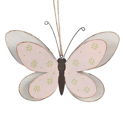 Clayre & Eef Dekoration Hänger Schmetterling 16 cm Rosa Eisen