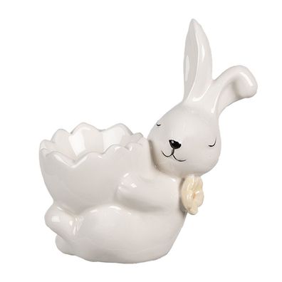 Clayre & Eef Eierbecher Kaninchen 11 cm Weiß Keramik (Gr. 10x6x11 cm)