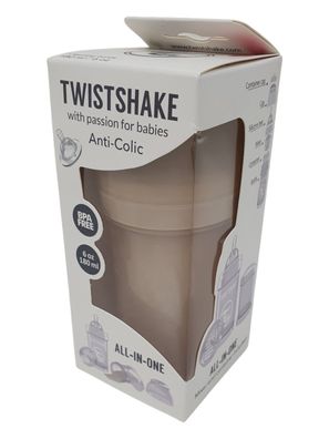 Twistshake - Babyflasche All in One Anti-Colik - Beige - 180ml Gr. S 0 + m