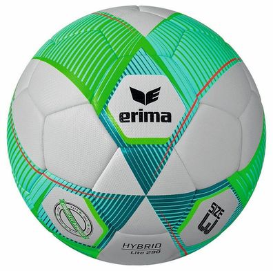 10er Ballpaket Erima Hybrid Lite Fußball green - petrol Gr. 3 290g + Ballnetz gratis