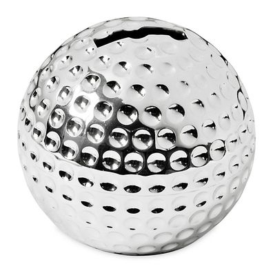 Spardose Sparbüchse Golfball, edel versilbert, anlaufgeschützt, Höhe 8 cm, von Edzard