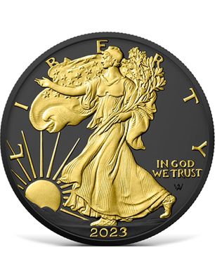 Silbermünze 1 oz American Silver Eagle Black Platinum Gold 2023 999 USA