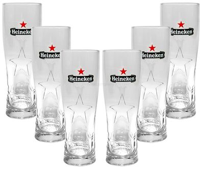 Heineken Bierglas Glas Gläserset - 6x Biergläser 0,5L