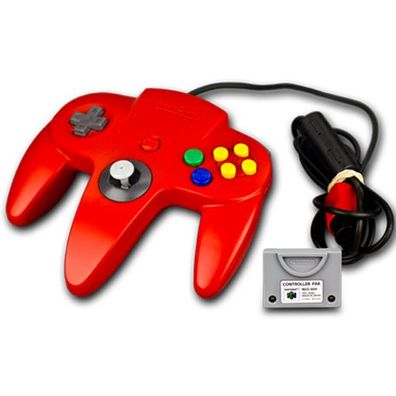 Origingal N64 - Nintendo 64 Controller Unausgeleiert - ROT + Controller PAK