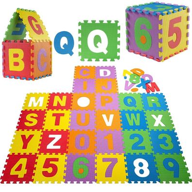 GAMES PLANET® Kinder Puzzlematte 86 tlg Zahlen Buchstaben Spielteppich Spielmatte