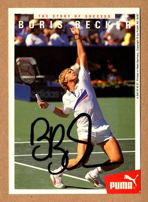 Autogramm Autograph Unterschrift Boris Becker Tennis Puma Postkarte Fankarte 1987