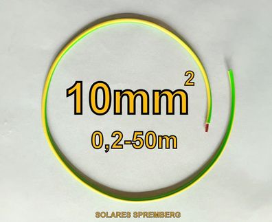 10-50 Meter Kabel 1x10,0mm² Grün/ Gelb flexibel Solar Photovoltaik
