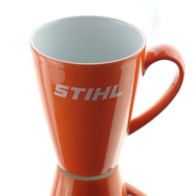 STIHL Tasse Orange & Weiß mit Schriftzug - Porzellan