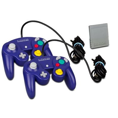 2 original Nintendo Gamecube Controller Lila Purple + original Memory Card 4 Mb