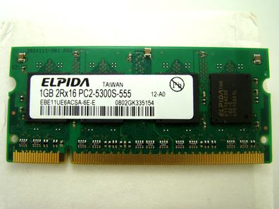 Elpida 1GB PC2-5300S DDR2 Laptop RAM EBE11UE6ACSA-6E-E #Kz-621