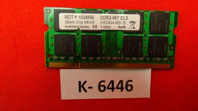 MDT 1024 MB RAM - DDR2-667 CL5 - 2 GB RAM Arbeitsspeicher - 2 Bank Chip 64Mx8