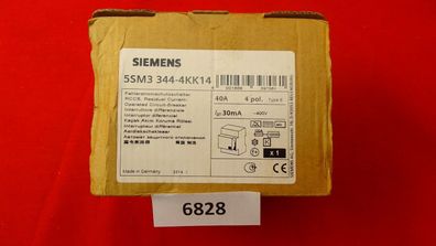 Siemens 5sm3 344-4kk14 FI-Schutzschalter 4-polig Typ B Fehlerstromschutzschalter