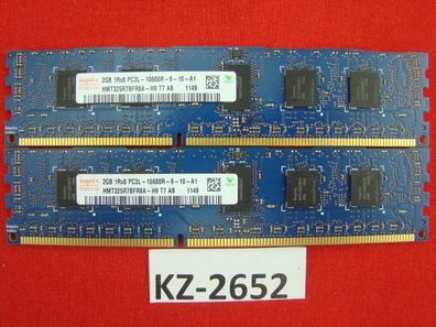 4GB KIT Hynix DDR3-RAM 2x 2GB PC3L-10600R ECC 1R LP - HMT325R7BFR8A-H9 #KZ-2652