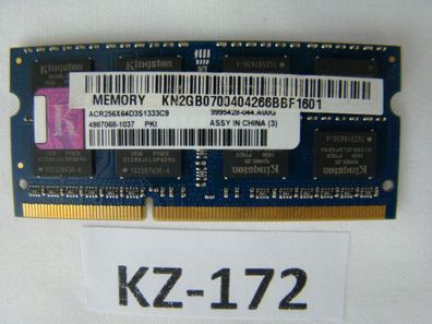 2GB Kingston ACR256X64D3S1333C9 PC3-10600 DDR3 1333 Mhz 2Rx8 #KZ-172