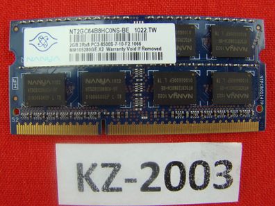 Original Apple MacBook A1342 Macbook Arbeitsspeicher 2 GB PC3-8500S #KZ-2003